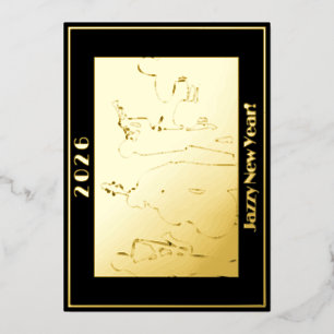 2026 Jazzy New Year Gold Foil Greetings Card