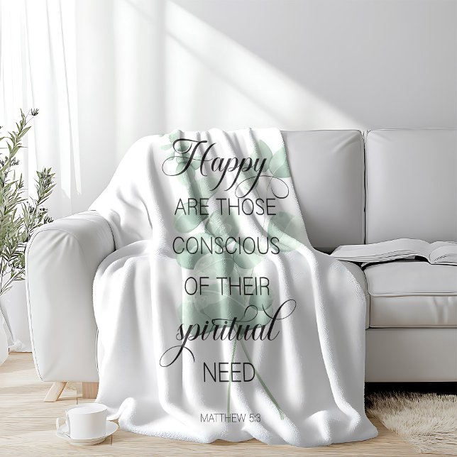 2026 JW Year Text Matthew 5:3 with Eucalyptus Fleece Blanket (Creator Uploaded)