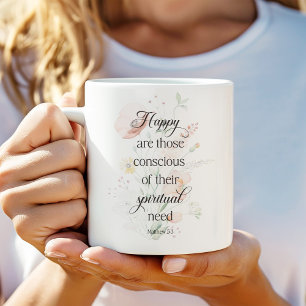 2026 JW Year Text Matthew 5:3 with Spring Flowers Coffee Mug
