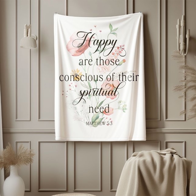 2026 JW Year Text Matthew 5:3 with Spring Flowers  Fleece Blanket (Creator Uploaded)