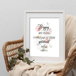 2026 JW Year Text Matthew 5:3 with Spring Flowers Poster