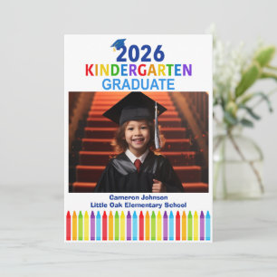 2026 Kindergarten Custom Kids Photo Graduation Announcement