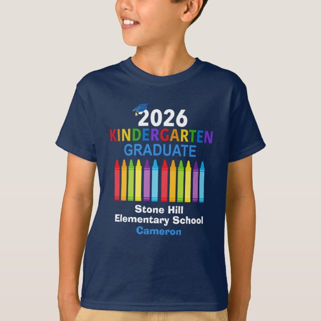 2026 Kindergarten Graduate Personalized Blue Kids T-Shirt (Front)