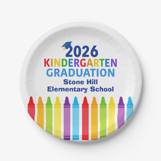 2026 Kindergarten Graduation Custom School Party Paper Plate (Front)