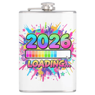2026 Loading... Progress Bar Sticker Hip Flask