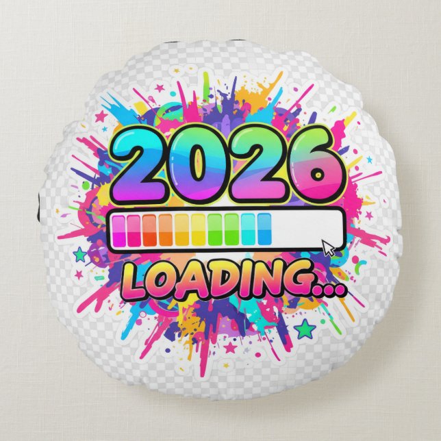 2026 Loading... Progress Bar Sticker Round Cushion (Front)