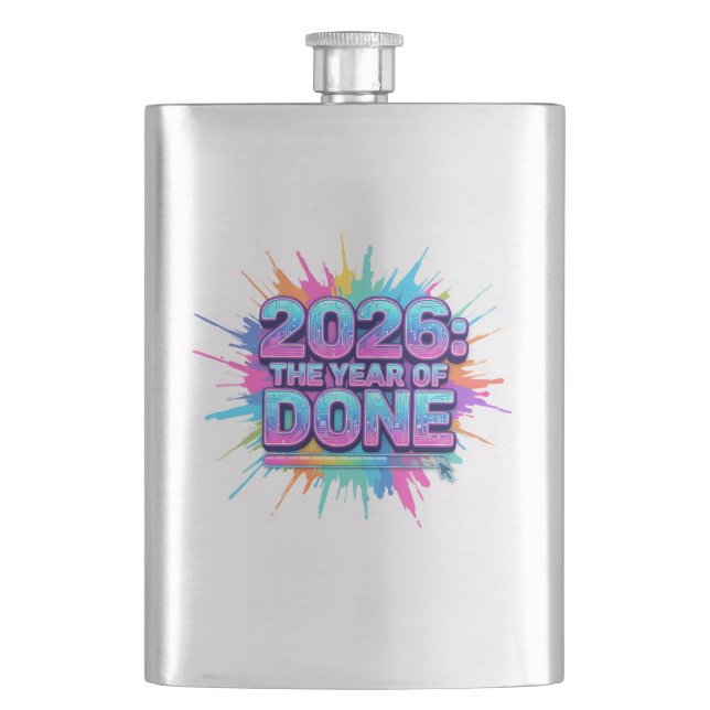 2026 Loading... Progress Bar Sticker | Vibrant New Hip Flask (Front)