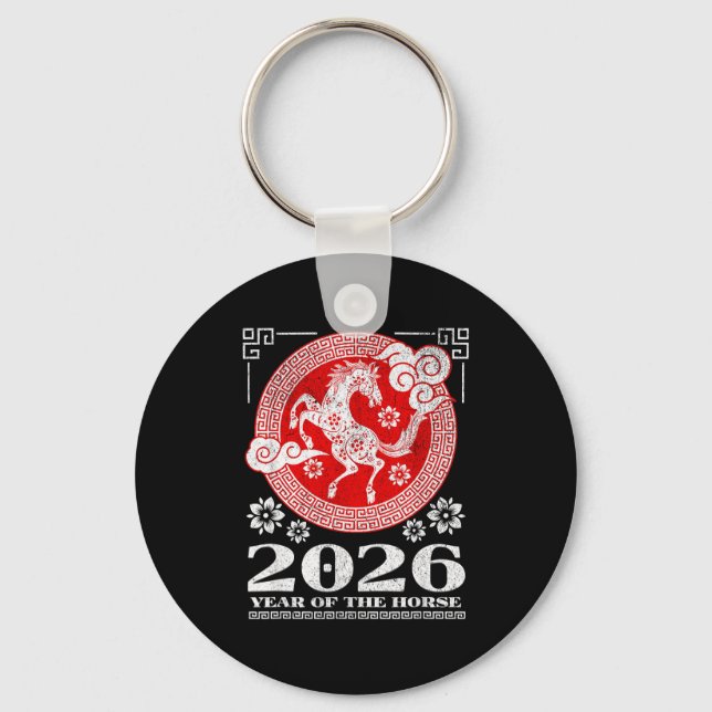 2026 Lunar Chinese New Year Fire Horse  Key Ring (Front)