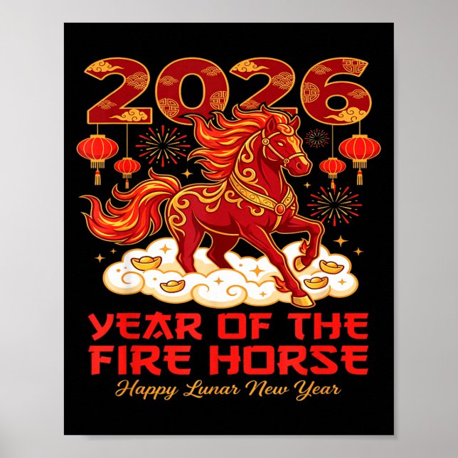 2026 Lunar Chinese New Year Of The Fire Horse Zodi Poster (Front)