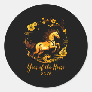 2026 Lunar New Year Horse Men Women Girls Boys Kid Classic Round Sticker