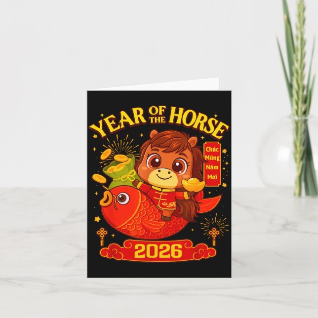 2026 Lunar New Year Horse Vietnamese Men Women Gir Card (Front)