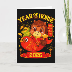 2026 Lunar New Year Horse Vietnamese Men Women Gir Card