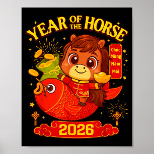 2026 Lunar New Year Horse Vietnamese Men Women Gir Poster
