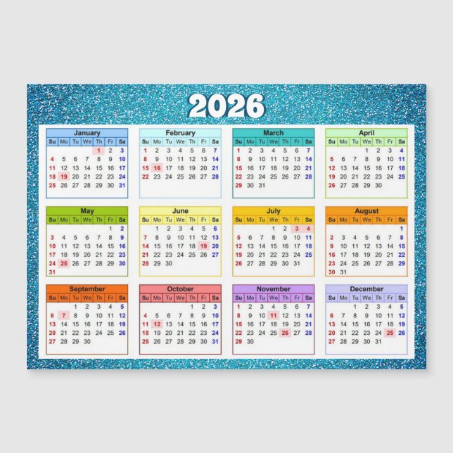 2026 Magnetic Calendar (Front)