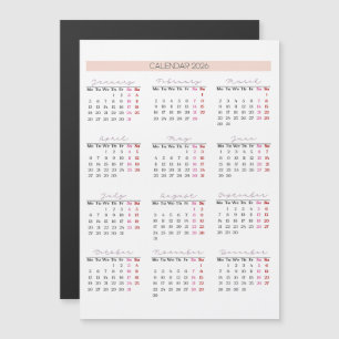 2026 Magnetic Calendar Card