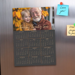 2026 Magnetic Photo Calendar Full Year Black Card