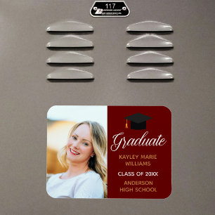 2026 Maroon Graduation Photo Announcement Magnet