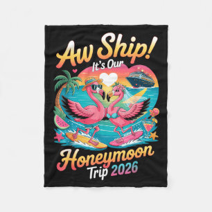 2026 Matching Honeymoon Cruise Flamingo Bride Fleece Blanket