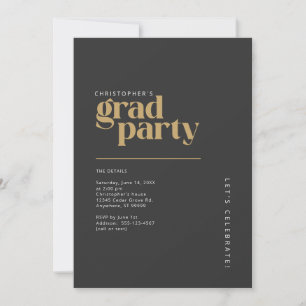 2026 Modern Charcoal Gold Graduation Party Invitation