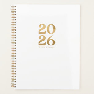 2026 Modern Elegant Faux Gold Foil Glitter Planner