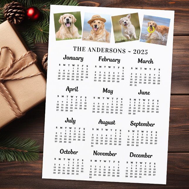 2026 Modern Full Year 12 Month Calendar 4 Photos  Holiday Card (Creator Uploaded)
