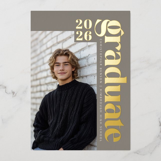 2026 Modern Graduate 4 Photo Graduation Gold (Front)