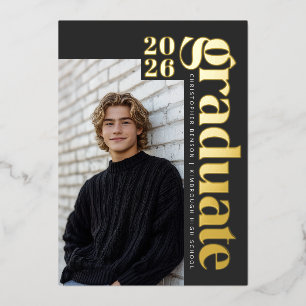 2026 Modern Graduate Gray Photo Graduation Gold