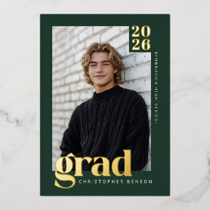 2026 Modern Green 4 Photo Graduation Gold