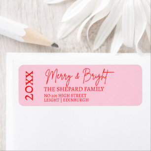2026 Modern Merry and Bright Red Pink Christmas