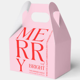 2026 Modern Merry and Bright Red Pink Christmas Favour Box