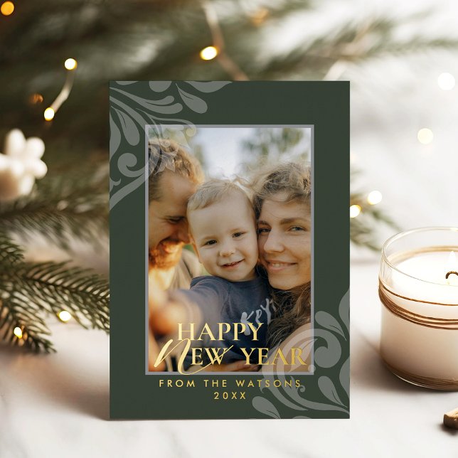 2026 Modern Minimalist Damask Typography Green (Creator Uploaded)