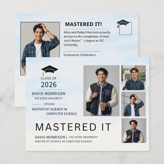 2026 Modern Photo Graduation Announcement Postcard (Front/Back)