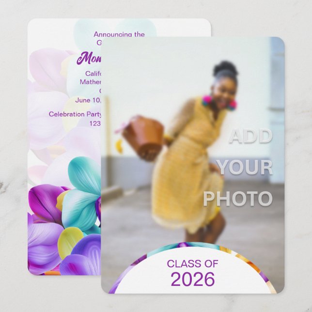 2026 Modern Stylish Graduation Photo Invitation (Front/Back)