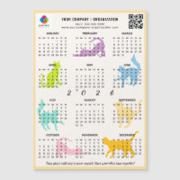 2026 Monthly Calendar Pastel Playful Cat Magnet