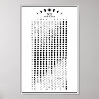 2026 Moon Phase Lunar Cycles Calendar Minimalist