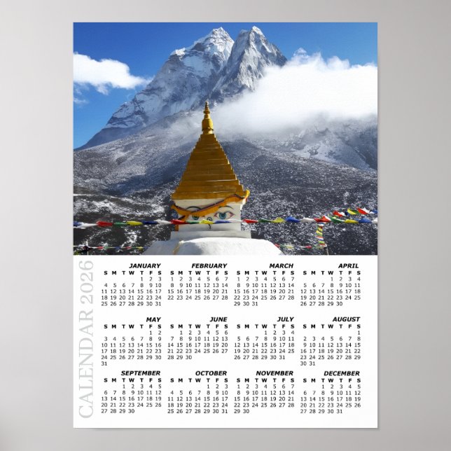 2026 Nepal Calendar, Ama Dablan, Sagarmatha Poster (Front)
