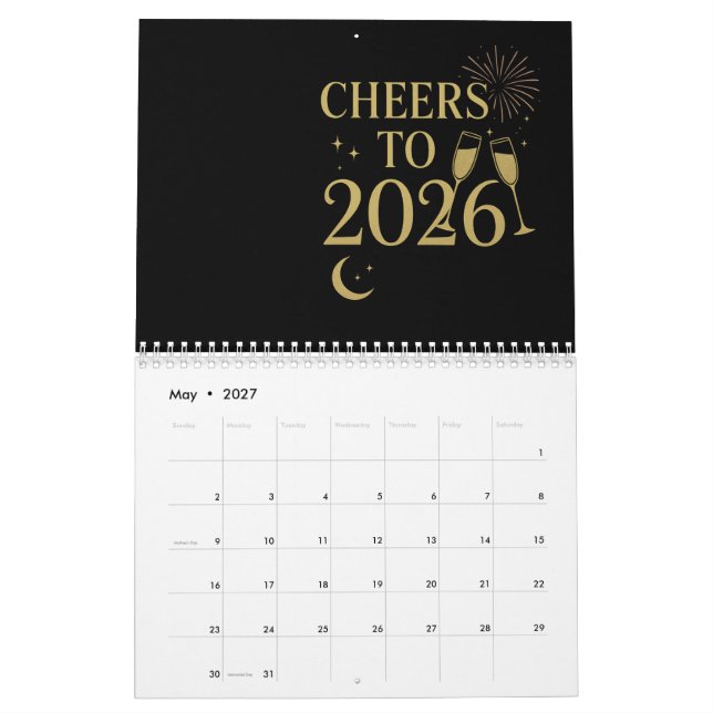2026 New Year Calendar – Elegant Gold & Black  (May 2027)