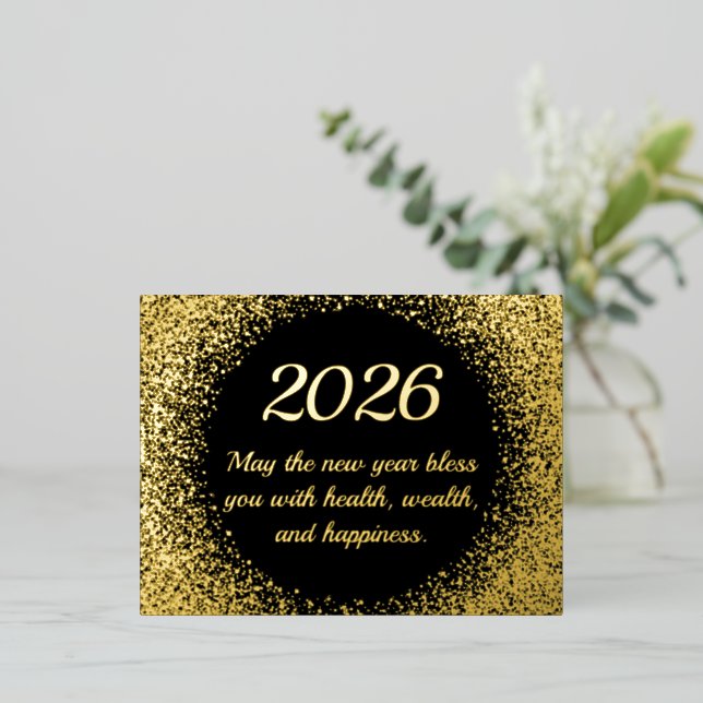 2026 new year glitters chic Foil Holiday Post Card (Standing Front)