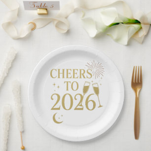 2026 New Year Party Plates – Elegant Black & Gold