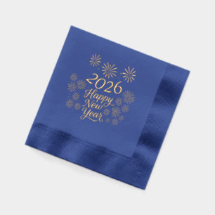 2026 New Year’s Eve Calligraphy & fireworks Foil Napkins