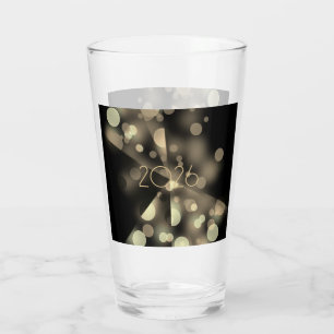 2026 new year with golden bubbles glass