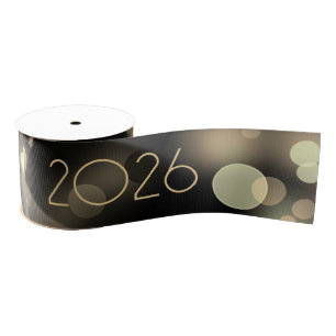 2026 new year with golden bubbles grosgrain ribbon
