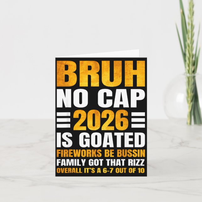 2026 New Year's Bruh No Cap Countdown Bussin Funny Card (Front)