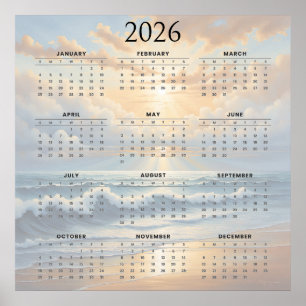 2026 Ocean-Inspired Full-Year Calendar Poster