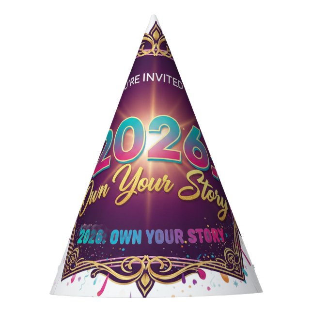 2026: Own Your Story Invitations Party Hat (Front)