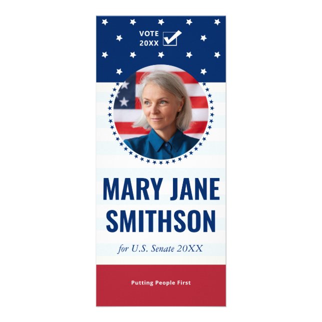 2026 Patriotic US Flag Political Candidate Campaig Rack Card (Front)