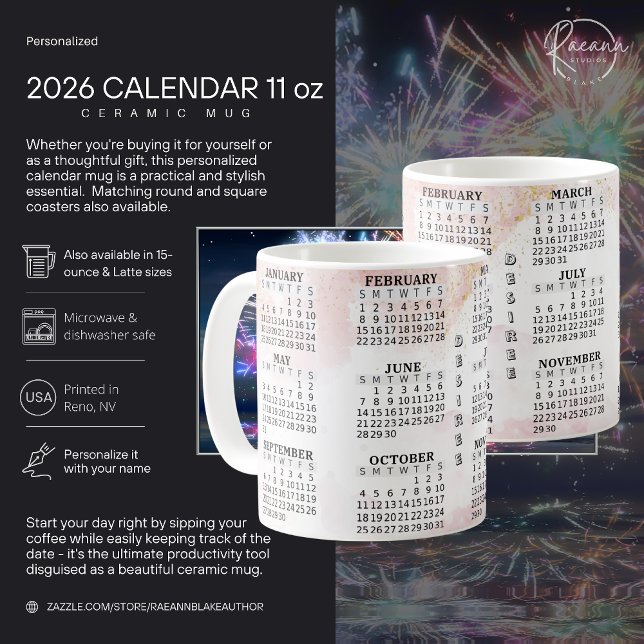 2026 Personalised 11oz Calendar Ceramic Mug (Creator Uploaded)