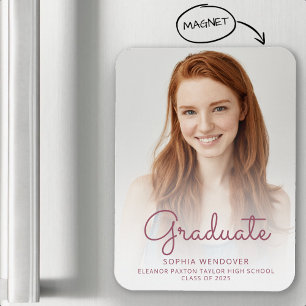 2026 Photo Burgundy Script Grad Announcement Magnet