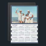 2026 Photo Calendar Fridge Magnet with Family Name<br><div class="desc">This personalised 2026 photo calendar magnet with a blue and white background is easy to customise with your personal picture and Last Name using the template. It's a lovely gift idea for a beach house or a yacht owner. Make your own calendar as a practical gift for family, couples, grandparents,...</div>