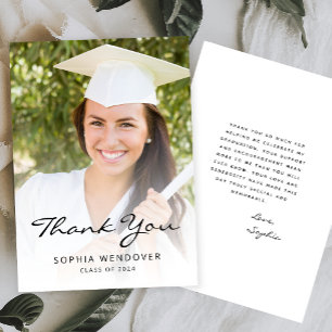 2026 Photo Classic Modern Black White Thank You Card